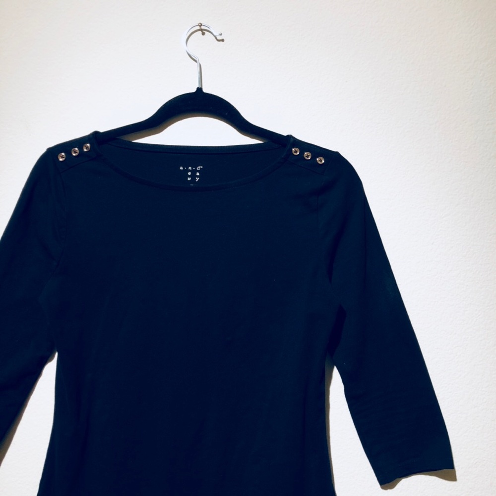 Black Nautical Cotton Shirt w/ Gold Buttons